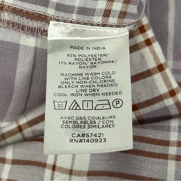 LOFT Lavender Plaid Ruffle Blouse - Picture 6 of 12